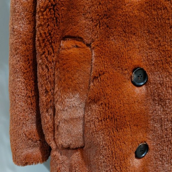 💥SHOWSTOPPER💥NATIVE YOUTH The Casia Luxurious Faux Mink Coat in Rust - Picture 13 of 16